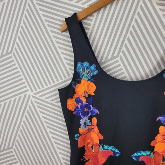 New Bold Elements Dress size Medium Tropical black Sheath evening club Hawaiian - Picture 3 of 9